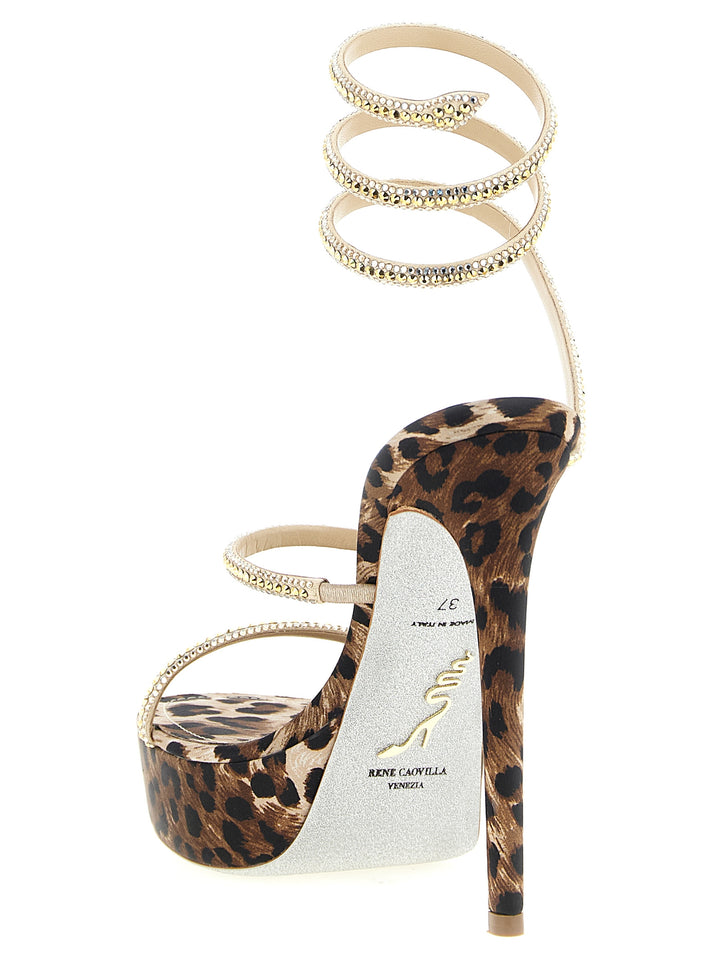 René Caovilla Cleo Leopard Sandals - Multicolor | 0d7185e0001d1ac6db6a31970e66b5a3d08523d4
