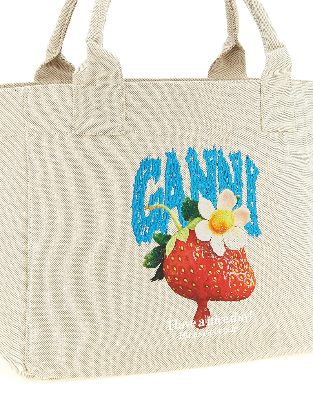 Ganni Strawberry Tote Bag - Beige | d3aff75894324efdbfc15d8ad020f58af3afbb23