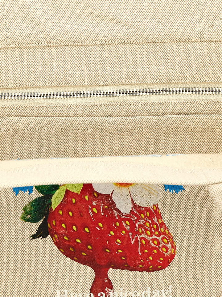Ganni Strawberry Tote Bag - Beige | 19f2bf3ba3cfb4db9fc054af17029578a85669c8