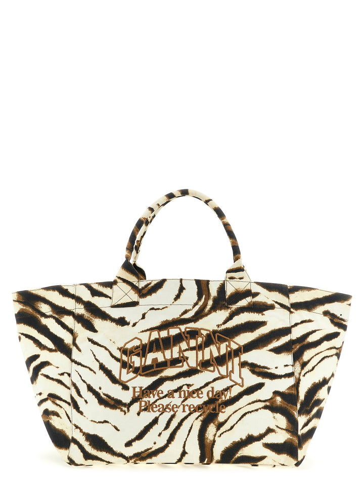 Ganni Xxl Zebra Tote Bag - Beige | 1d9995986f650e5fa636b58d36caa7c0ff90af47