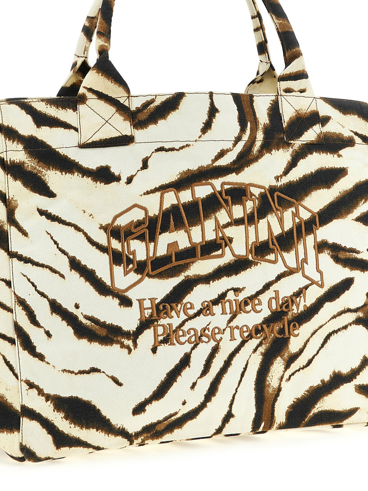 Ganni Xxl Zebra Tote Bag - Beige | 96d416388a7f1fac4a2c60284f9265d70ae1b8c4