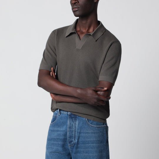 Dark Taupe Cotton Knit Polo