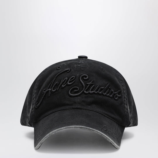 Black Baseball Cap With Embroidered Logo