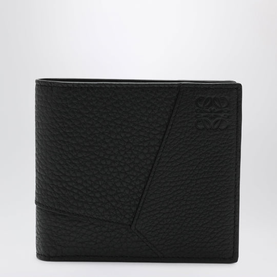 Black Grained Leather Puzzle Bi-Fold Wallet