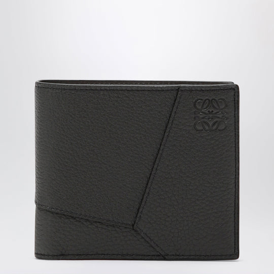 Dark Grey Puzzle Bi-Fold Wallet In Grained Leather