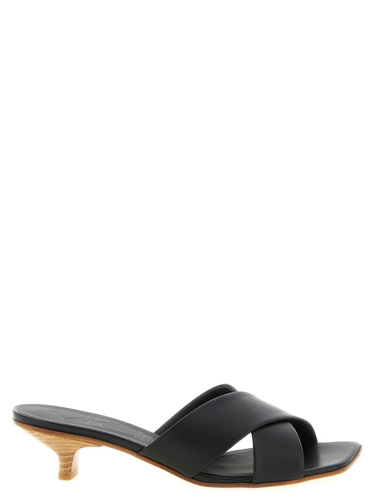 Leather Mules Sandals Black
