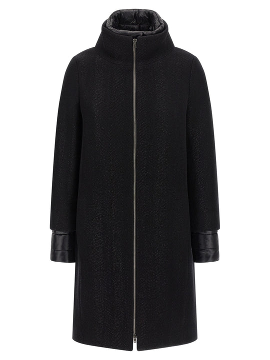 Lamé Thread And Wool Coat Coats And Trench Coats Black