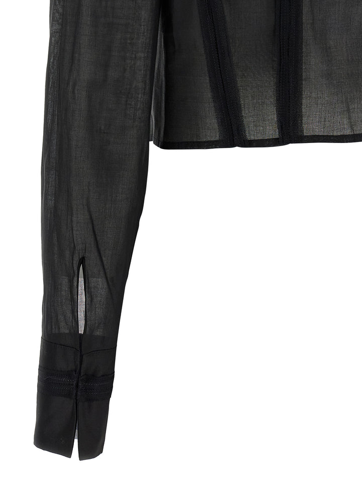 Elisabetta Franchi Logo Embroidery Maxi Crop Shirt Shirt and Blouse - Black | d43367bd7f57e1921ff725526584897dc0862c92