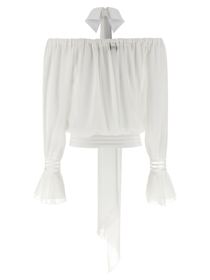 Elisabetta Franchi Shirt Collar Blouse Shirt and Blouse - White | 735333ef587e04e1ef49207294a072854d36d2b5