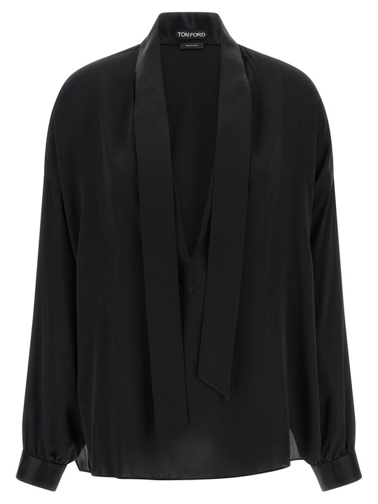 LavallièRe Neck Blouse Shirt And Blouse Black