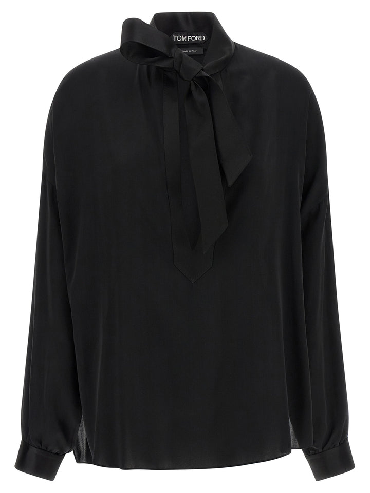 Tom Ford Lavallière Neck Blouse Shirt and Blouse - Black | f3e5a98fd0c60ef3629f75167633ff1305d2d5a9