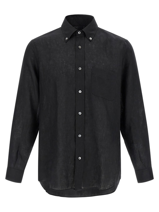 Linen Shirt Shirt And Blouse Black