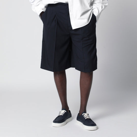 Blue Cotton Bermuda Shorts