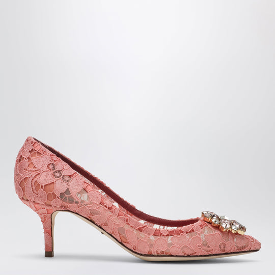 Bellucci Taormina Lace Pumps With Crystals In Peony