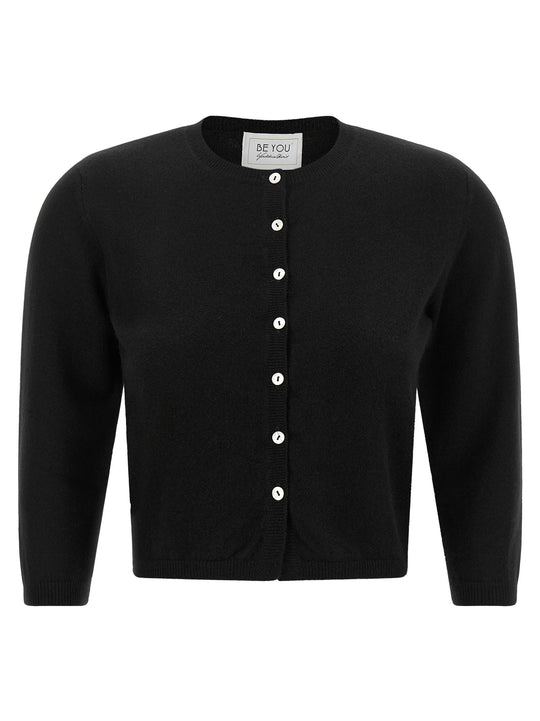 Crew-Neck Cardigan Sweaters And Cardigans Black