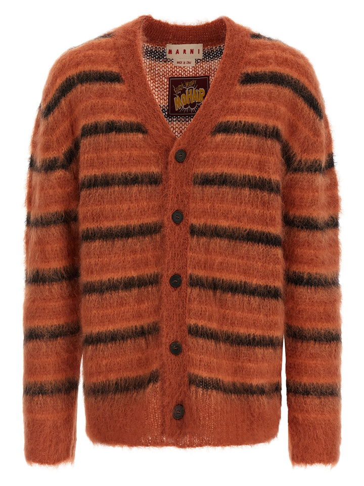 Marni Brushed Striped Cardigan Sweaters and Cardigans - Orange | 49f88351850bfe5e76258a7df3670d3f545ef1ee