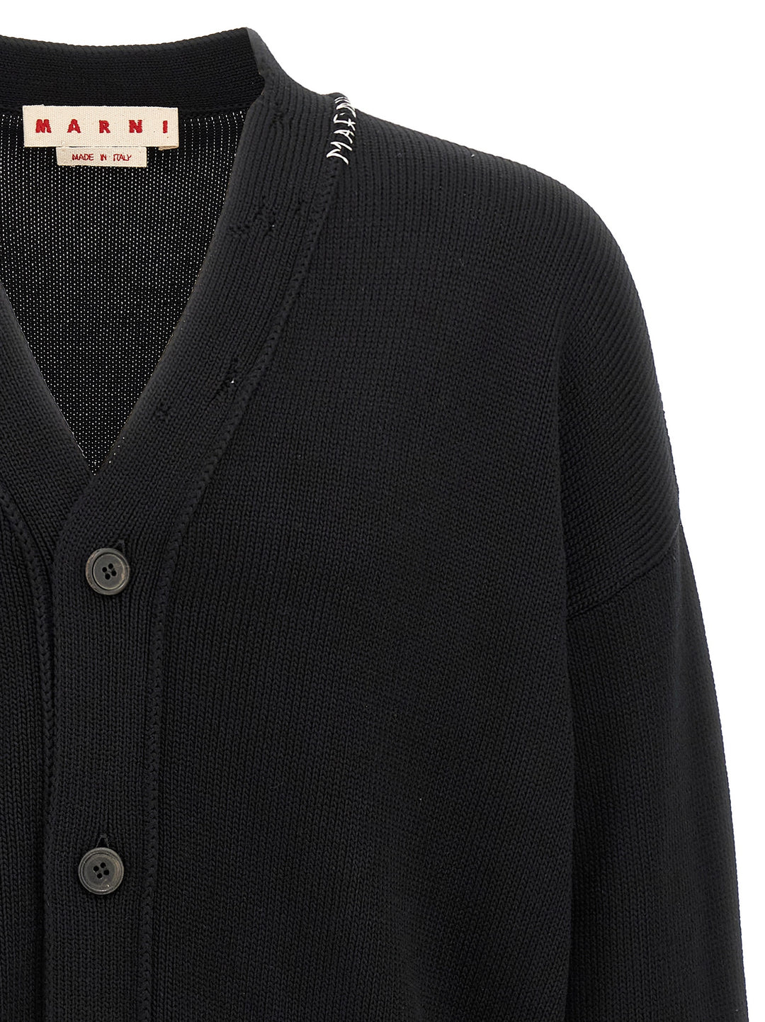 Marni Logo Embroidery Cardigan Sweaters and Cardigans - Black | 96730551d0542af7f175d70200c4cc259b4e3acf