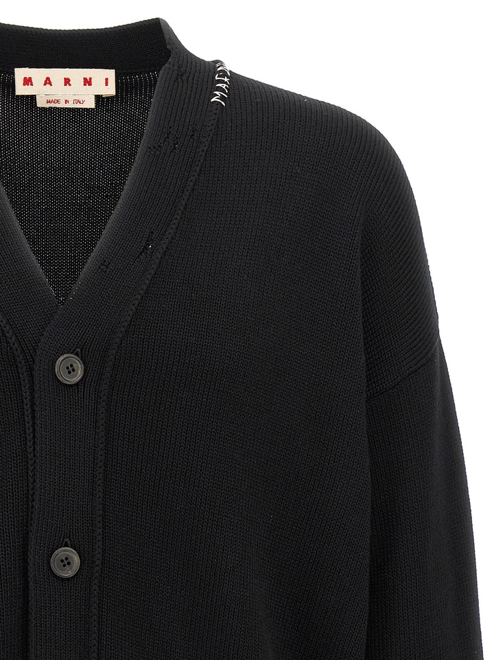 Marni Logo Embroidery Cardigan Sweaters and Cardigans - Black | 96730551d0542af7f175d70200c4cc259b4e3acf