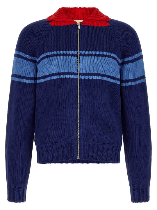 Color Block Details Cardigan Sweaters And Cardigans Blue