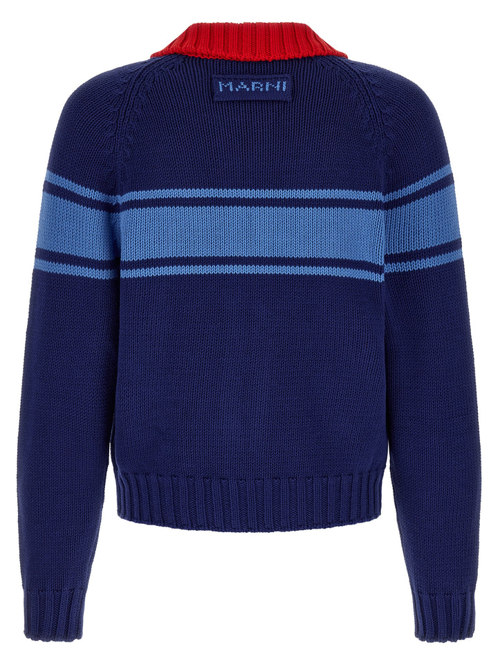 Marni Color Block Details Cardigan Sweaters and Cardigans - Blue | 9bb826519b2eebbcbbceea9c396e88cd2b3c9288