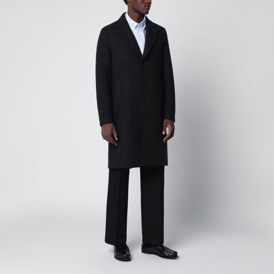 Anthracite Grey Single-Breasted Wool Coat