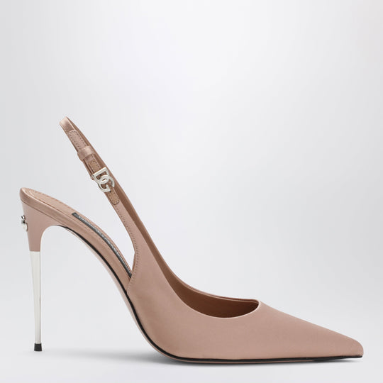 Beige Satin Slingback With Dg Logo