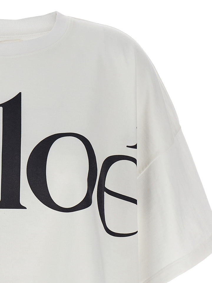 Chloé Logo Crop T-shirt - White/Black | 6130f8b7e83c4cf5040272d4aaa409415e787366