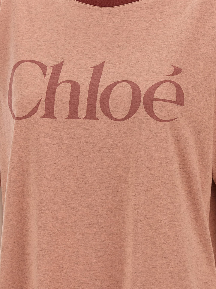 Chloé Logo Print T-shirt - Pink | 4a38c644ba1297f55781e0ef562fad62346605a5