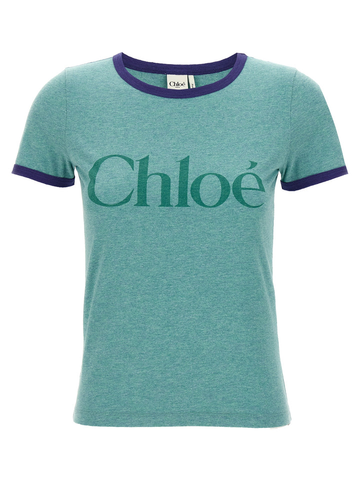 Chloé Logo Print T-shirt - Green | 72ae3433fc37360f7f16e9ba54b7f623e3f06463