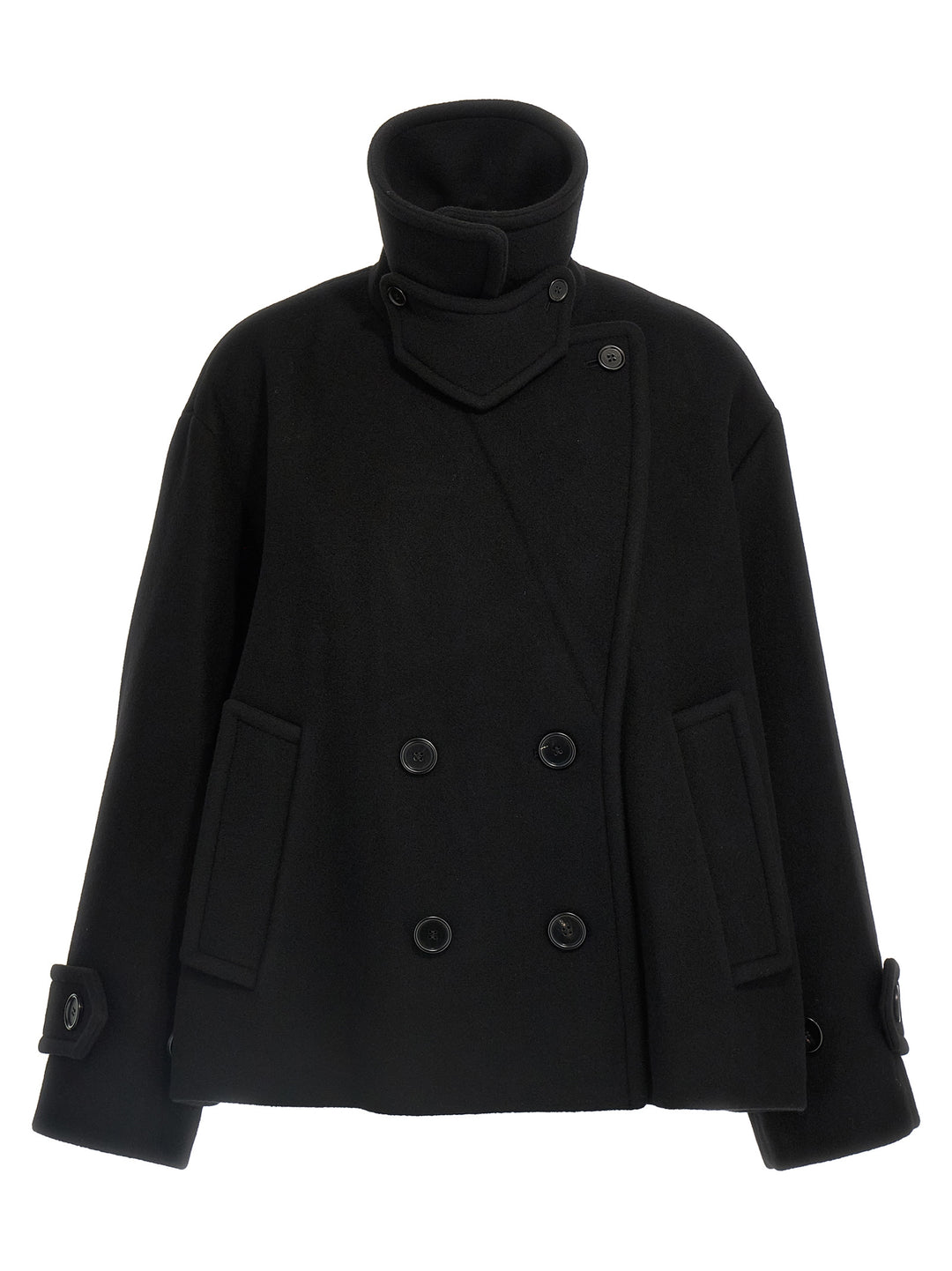 Chloé Double Breasted Wool Coat Coats and Trench Coats - Black | 1249af4b7e013b45e3656fae35b1510caed7bf85
