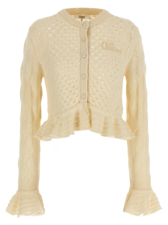Pointelle Cardigan Sweaters And Cardigans White