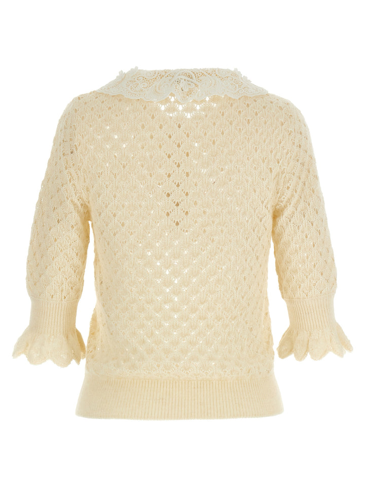 Chloé Pointelle Knit Sweaters and Cardigans - White | 94d97c5354c9f6270bb38d5e1d02a1176886a92c