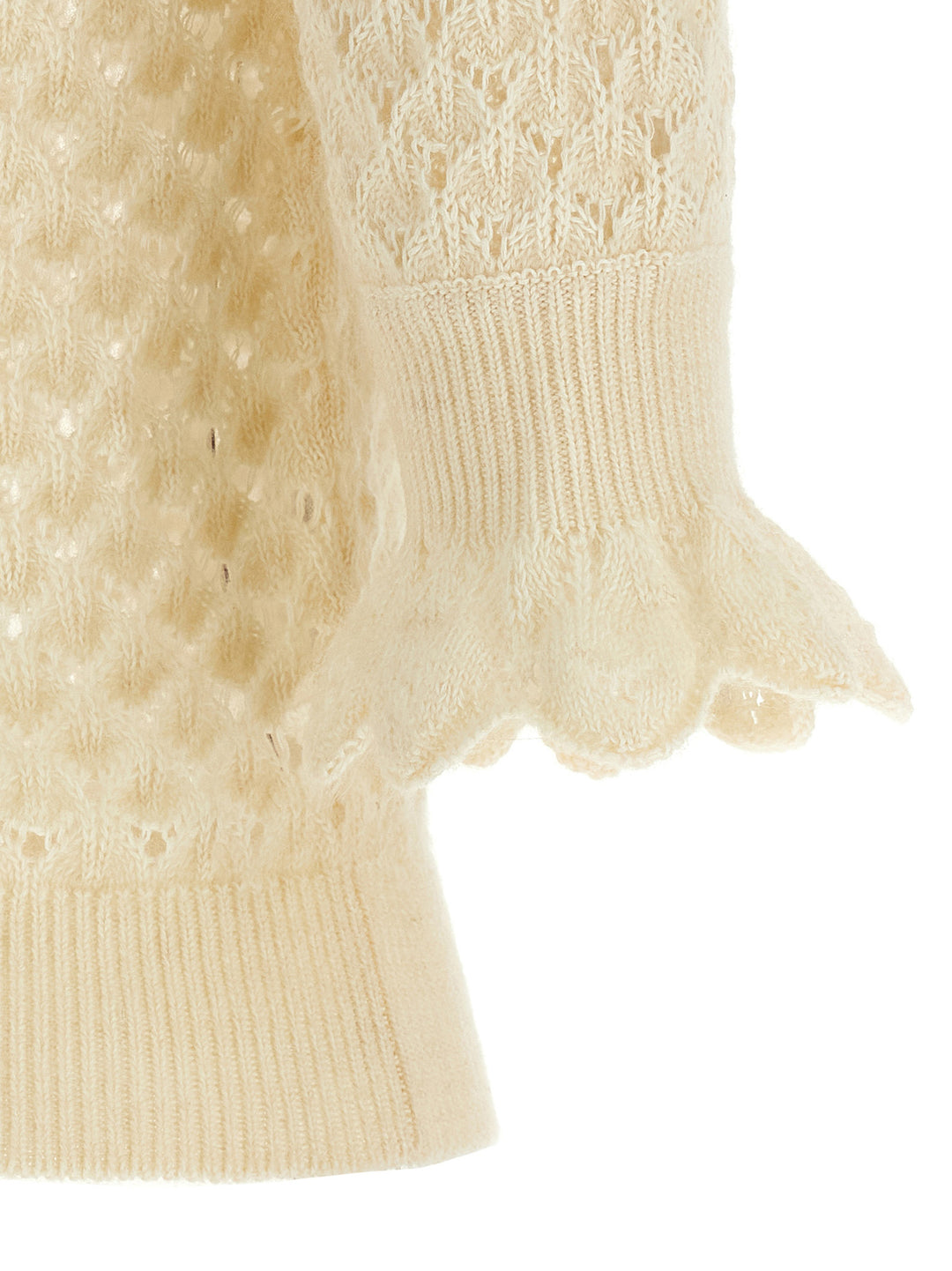 Chloé Pointelle Knit Sweaters and Cardigans - White | d9dff377c5512e849385d527490d8da123a43d26