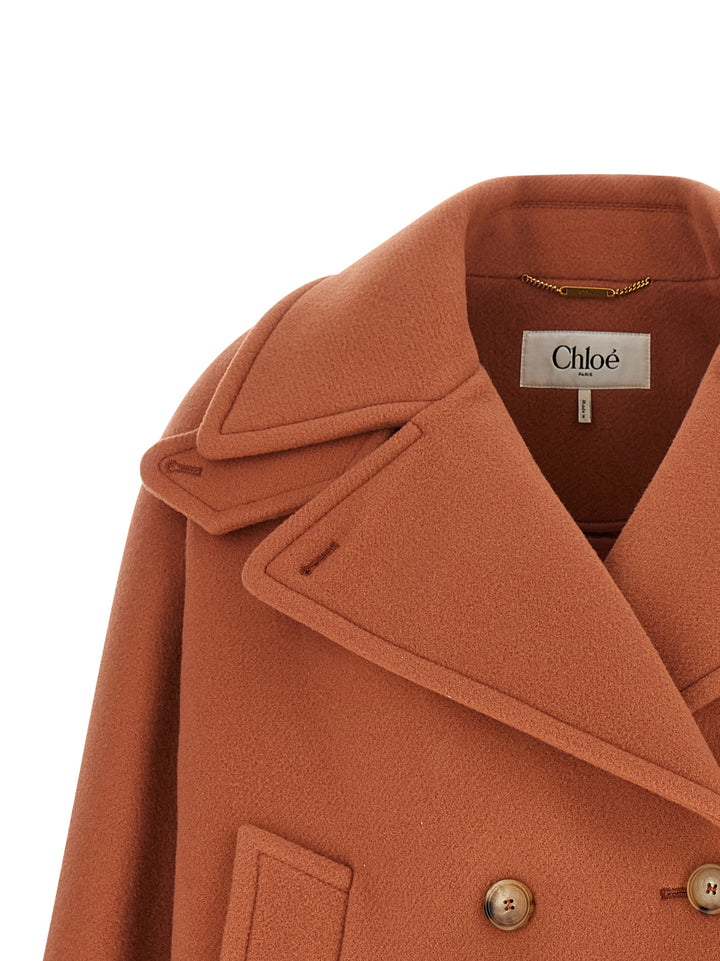 Chloé Double-Breasted Coat Puffer Jackets - Pink | 09592e32d5049eb27d60c756e6e85ddb4d8f51e1