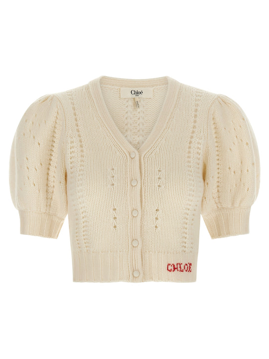 Jacquard Logo Cardigan Sweaters And Cardigans White