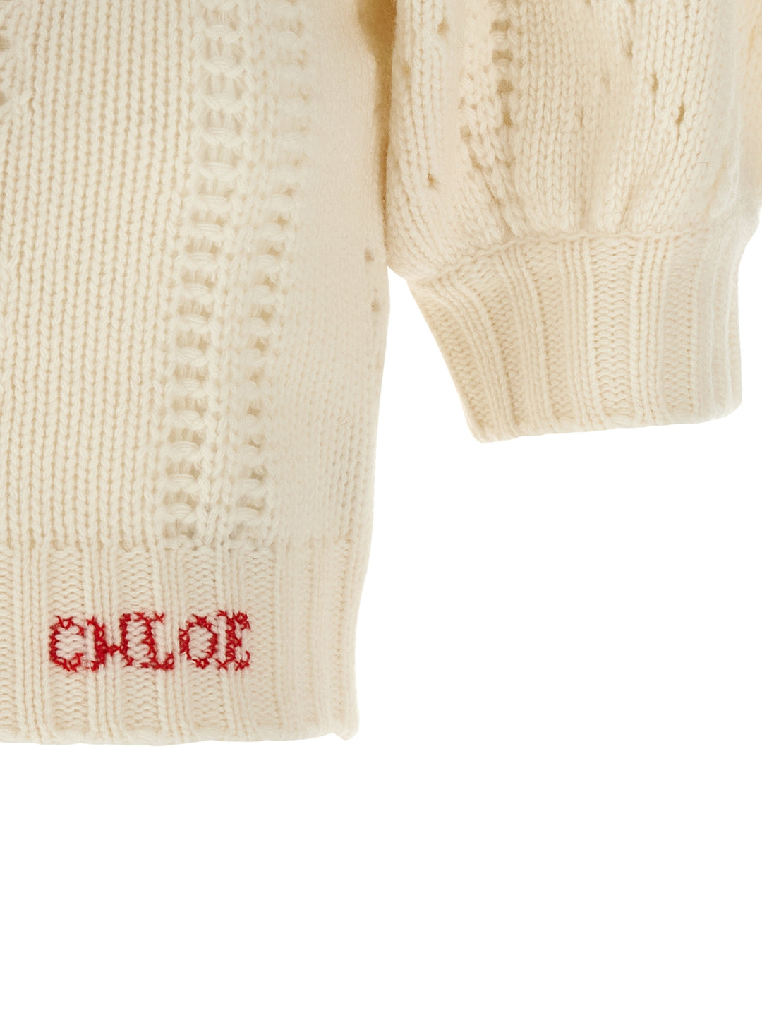 Chloé Jacquard Logo Cardigan Sweaters and Cardigans - White | f84ee6a2d196c8521ad0cdf2eb4d9b30c78fb93a