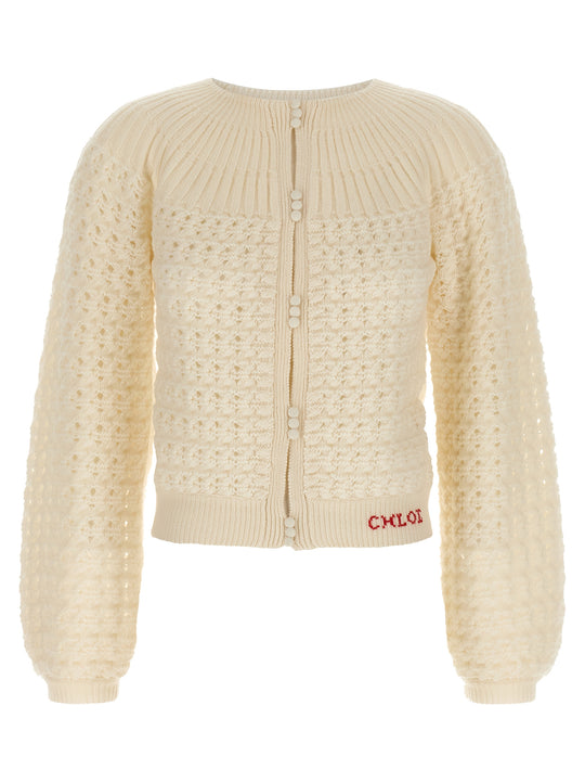 Jacquard Logo Cardigan Sweaters And Cardigans White