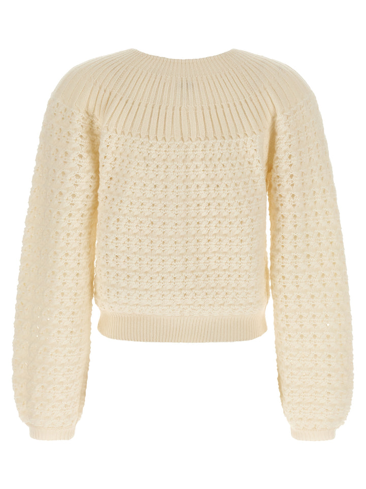 Chloé Jacquard Logo Cardigan Sweaters and Cardigans - White | 0d19e9a0a0f2ee4150ca96ca79b4862c033a5a5a