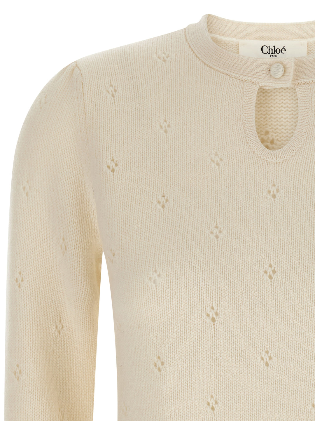 Chloé Jacquard Logo Sweater Sweaters and Cardigans - White | bfe03b44fe1c5513c5ce40944865cfb0b65c3098