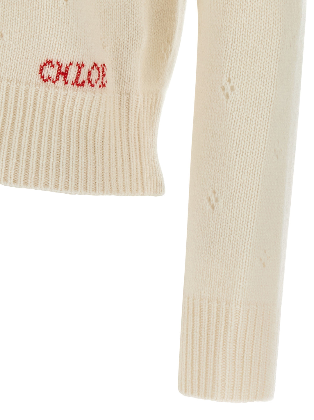 Chloé Jacquard Logo Sweater Sweaters and Cardigans - White | eefa5402d2a5ffebd950ae1006209d0a7e8ee32b