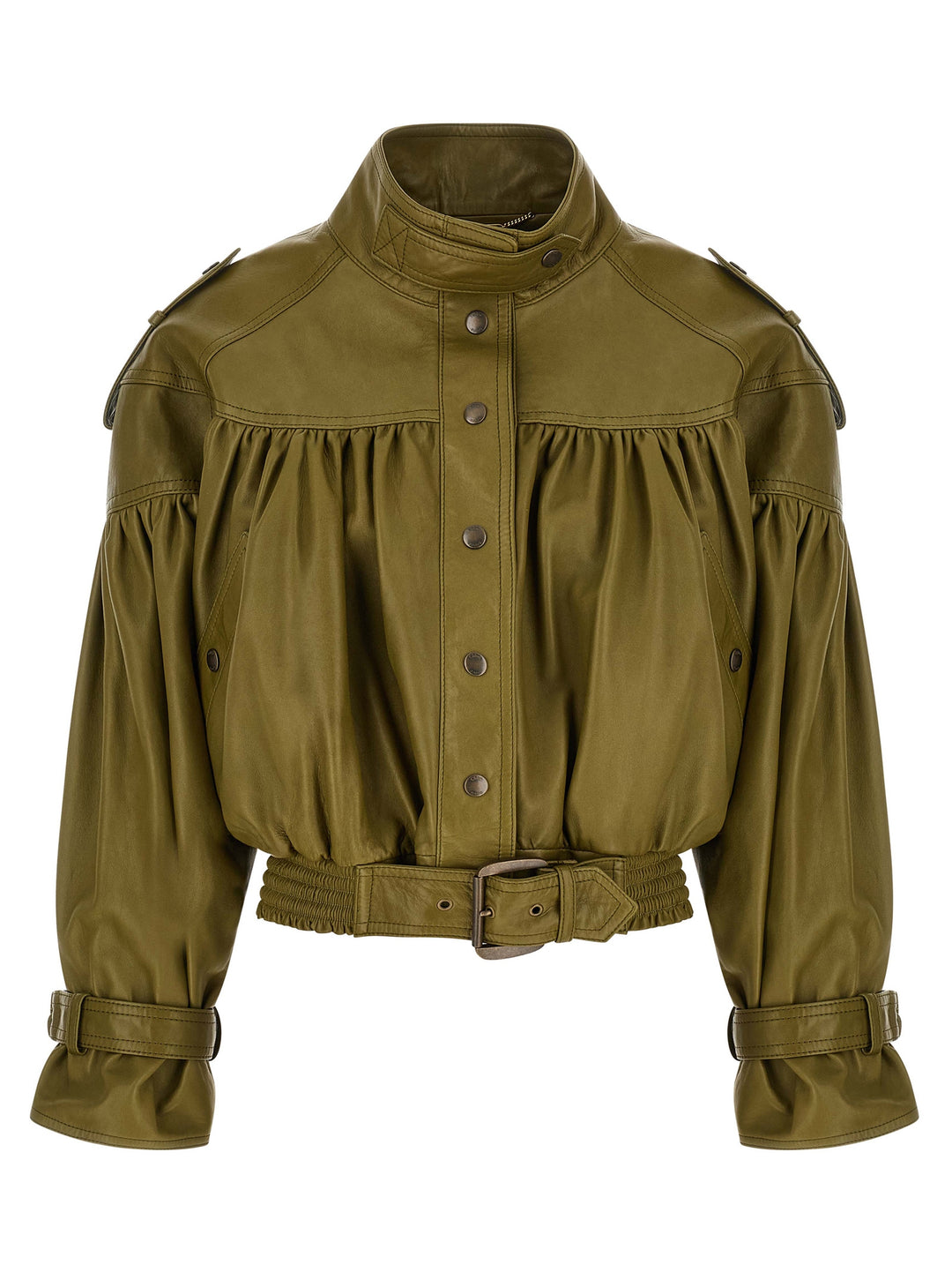 Chloé Smock Leather Jacket Puffer Jackets - Green | 3499995bb5d2ae5b0d6247f9358760ad67f98fdb