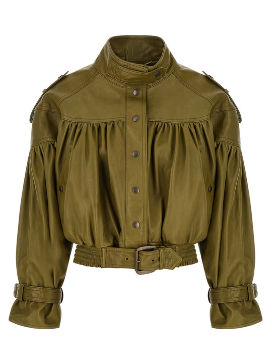 Smock Leather Jacket Puffer Jackets Green