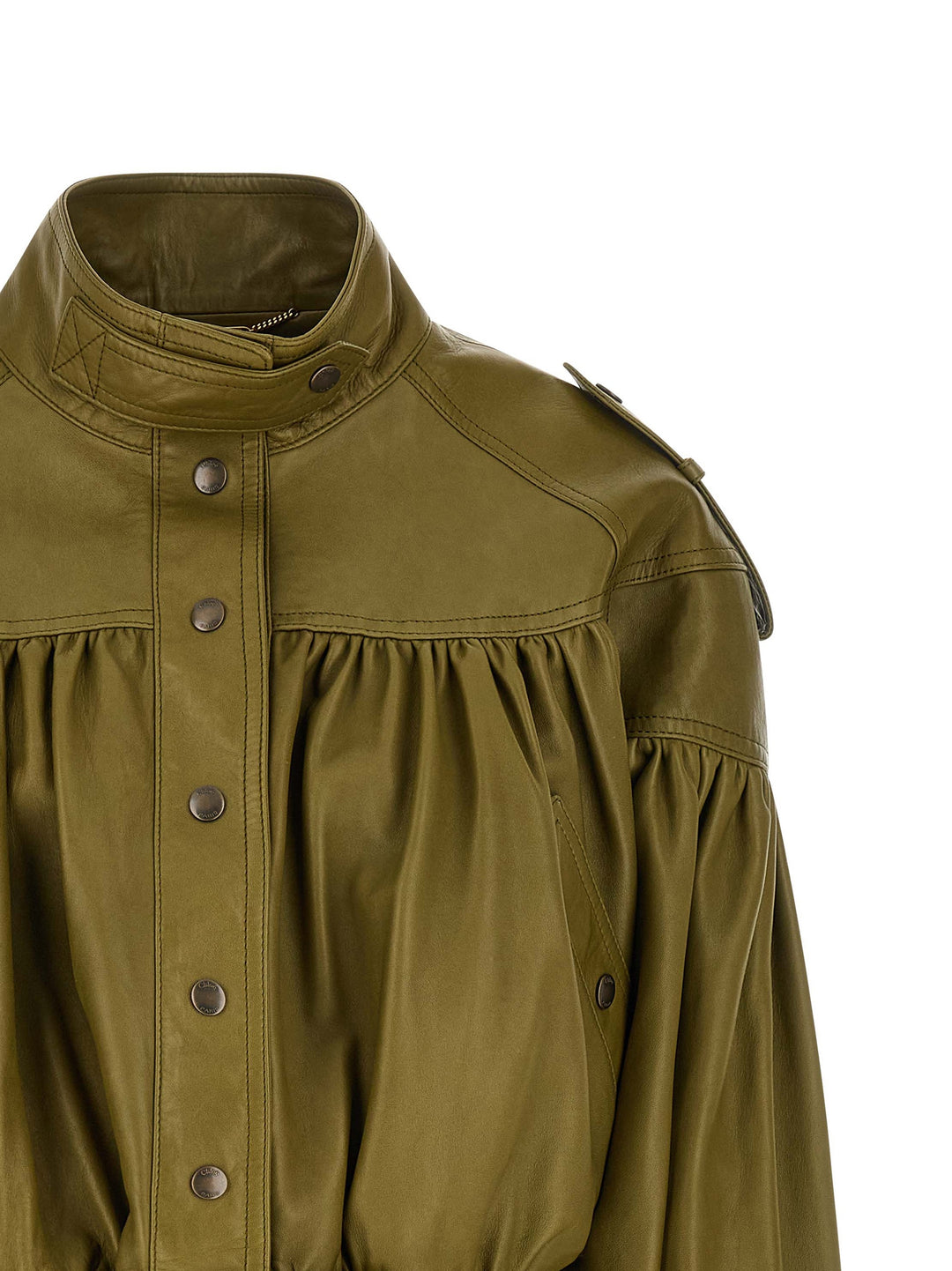Chloé Smock Leather Jacket Puffer Jackets - Green | 4594054f516550da3195e9d858d9945fca19adc6