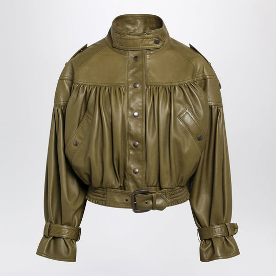 Eucalyptus Cropped Jacket With Leather Belt
