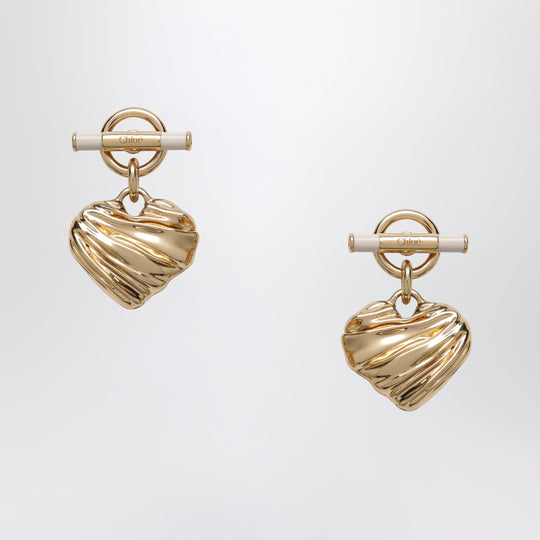 Gold/Ivory Heart Earrings