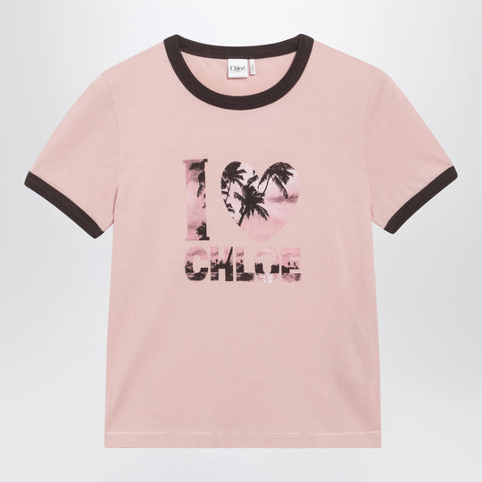 Pink Cotton T-Shirt With Logo Print