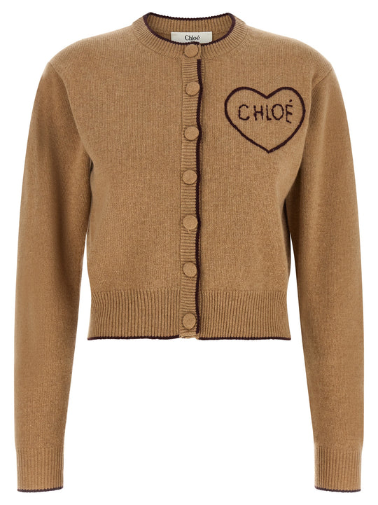 Heart Intarsia Cardigan Sweaters And Cardigans Beige