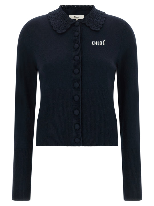 Collared Cardigan Sweaters And Cardigans Blue