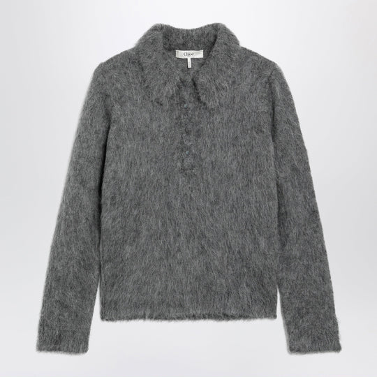 Smoke Grey Alpaca-Blend Cardigan