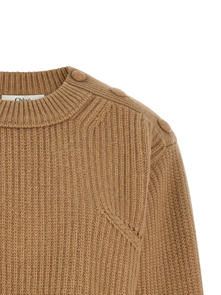 Chloé Cropped Lace Sweater Sweaters and Cardigans - Beige | cd39973af5e38c7ca58468de59590917d6c90b28